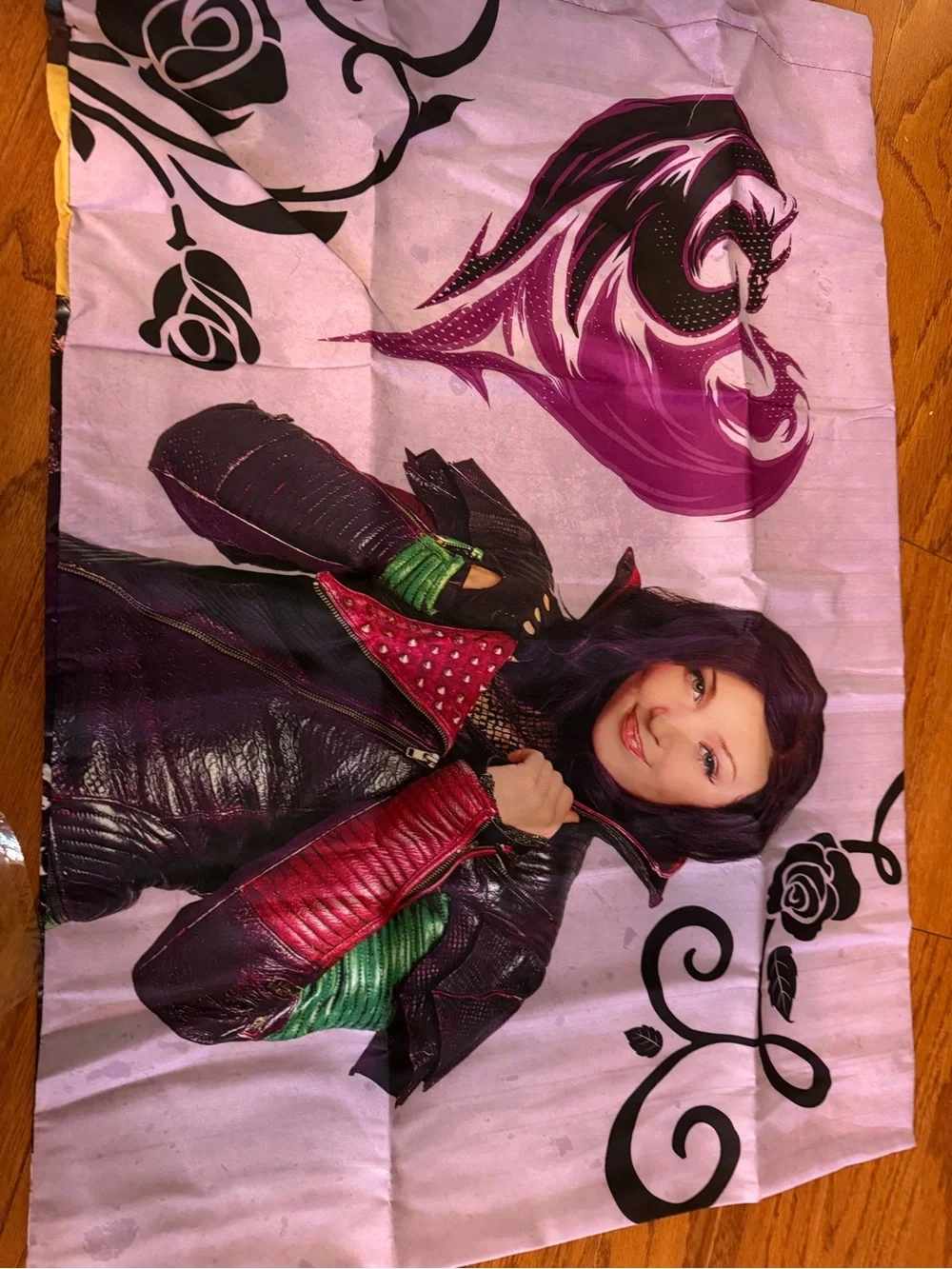 Disney Descendants Purple and Black Reversible Pillowcase, new